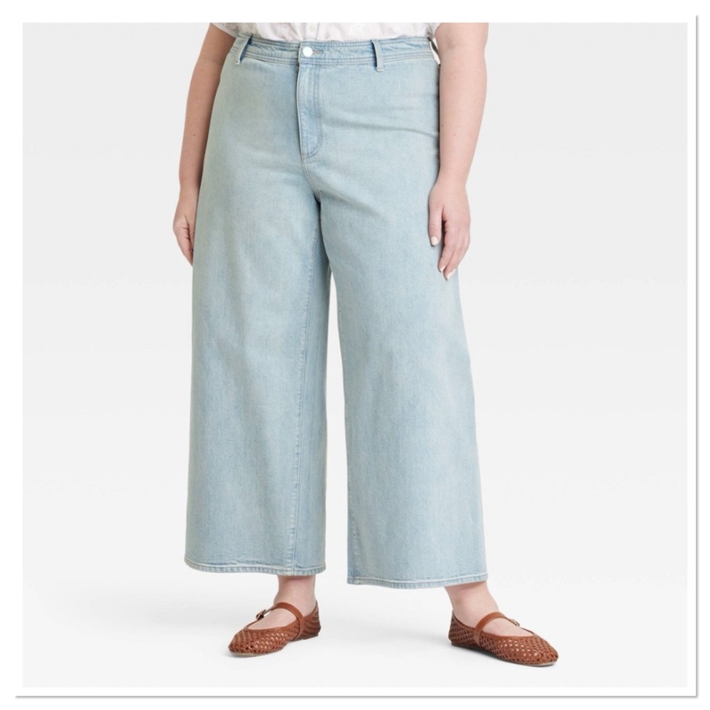 Womens High Rise Sailor Wide Leg Ankle Jeans Universal Thread Light Wash Size 17